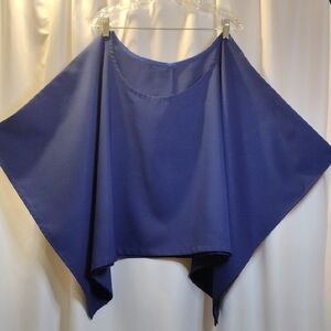 Elegant Blue Women's Poncho Style Dolman Sleeves Top